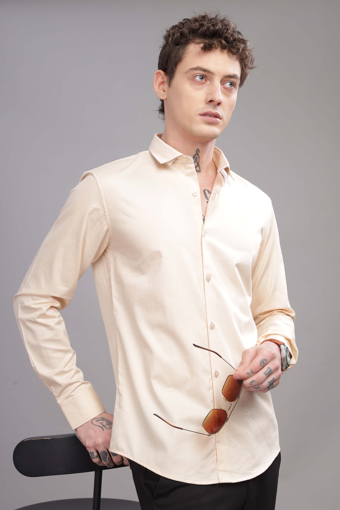 Pure Satin Cream Shirts
