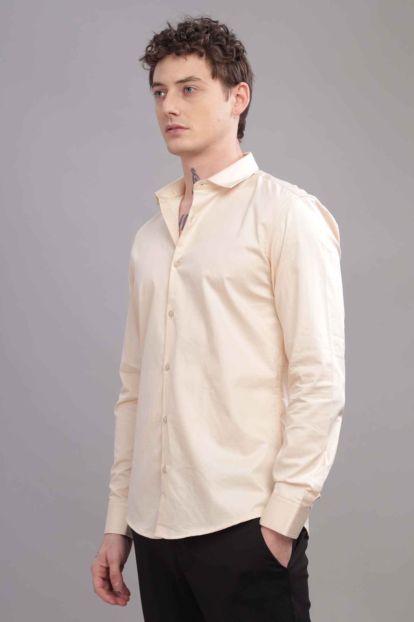 Pure Satin Cream Shirts
