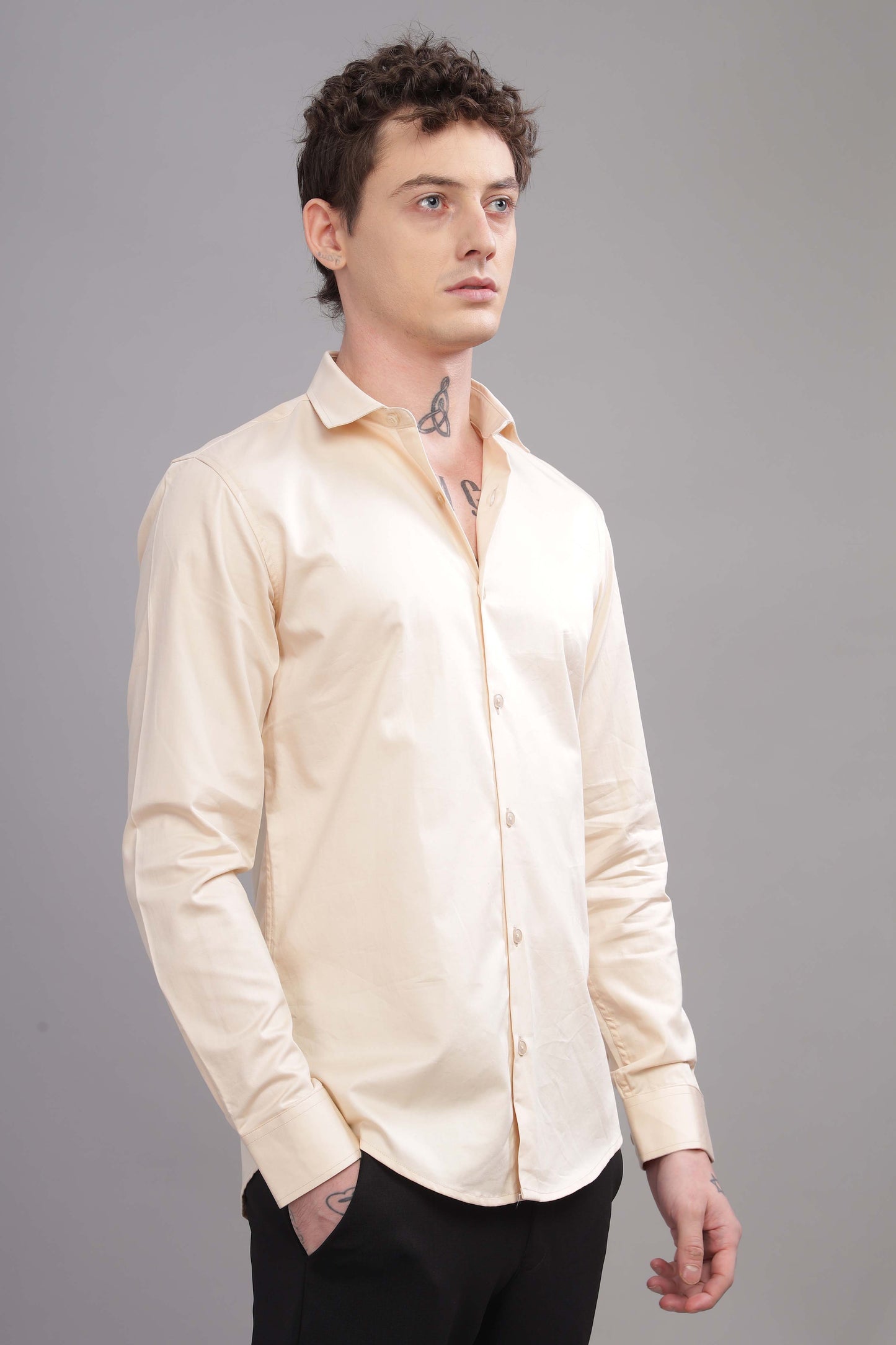 Pure Satin Cream Shirts