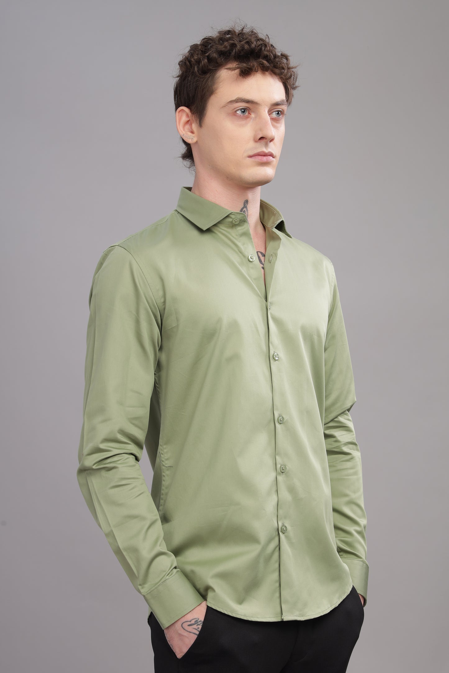 Olive Satin Shirt