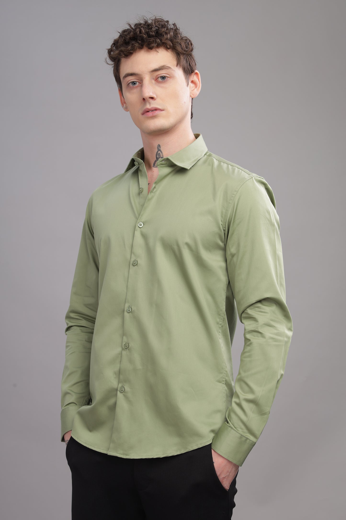 Olive Satin Shirt