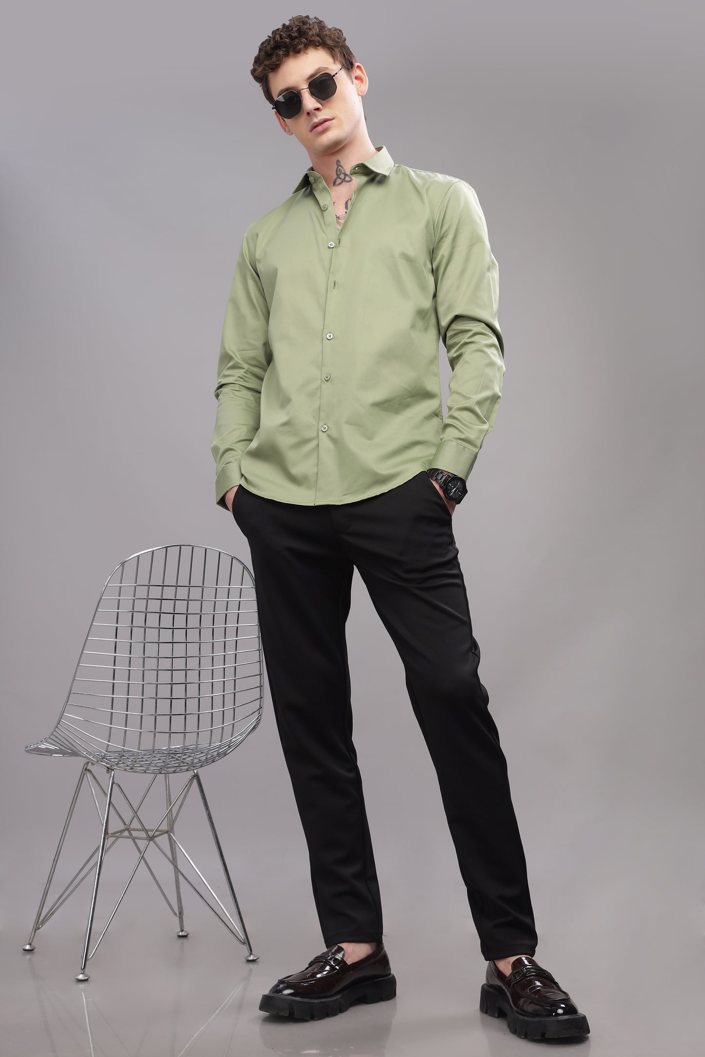 Olive Satin Shirt