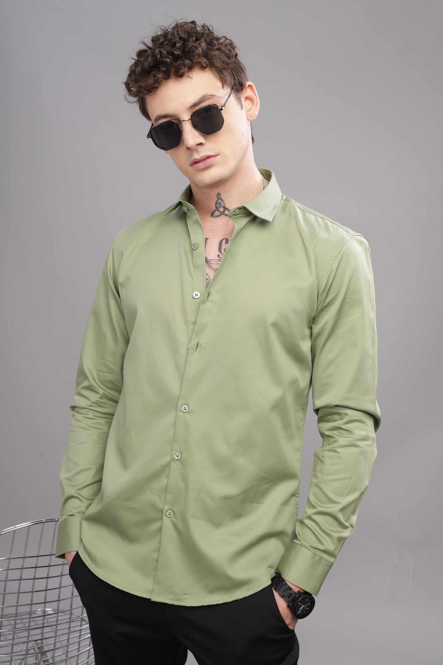 Olive Satin Shirt
