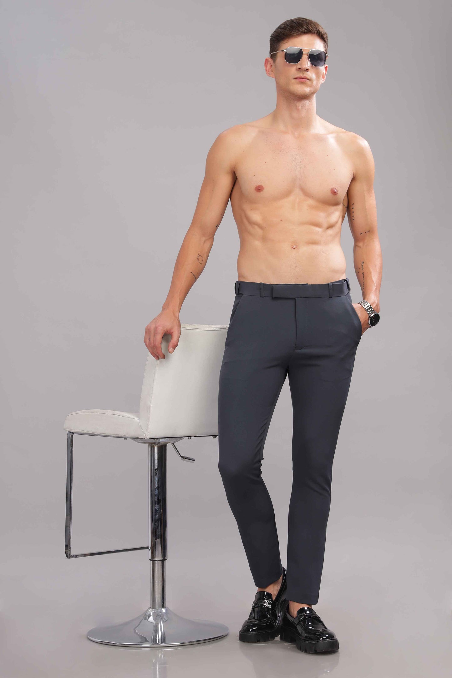 Jet Grey Flexi Waist Trouser