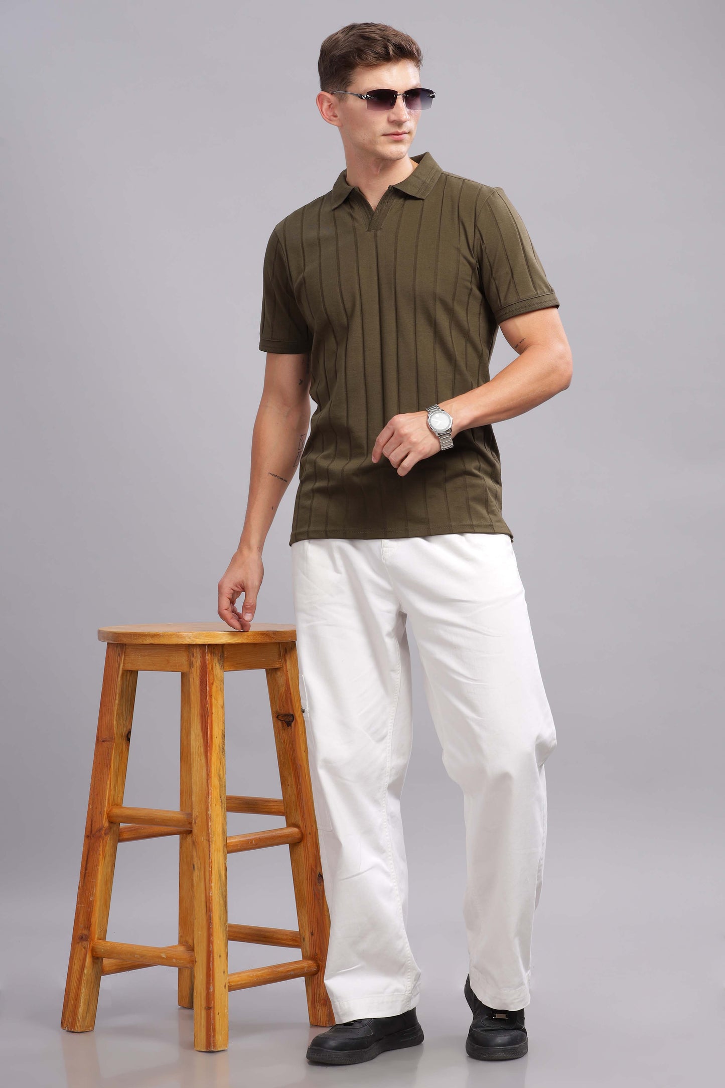 Olive Green Vibe Shift Polo
