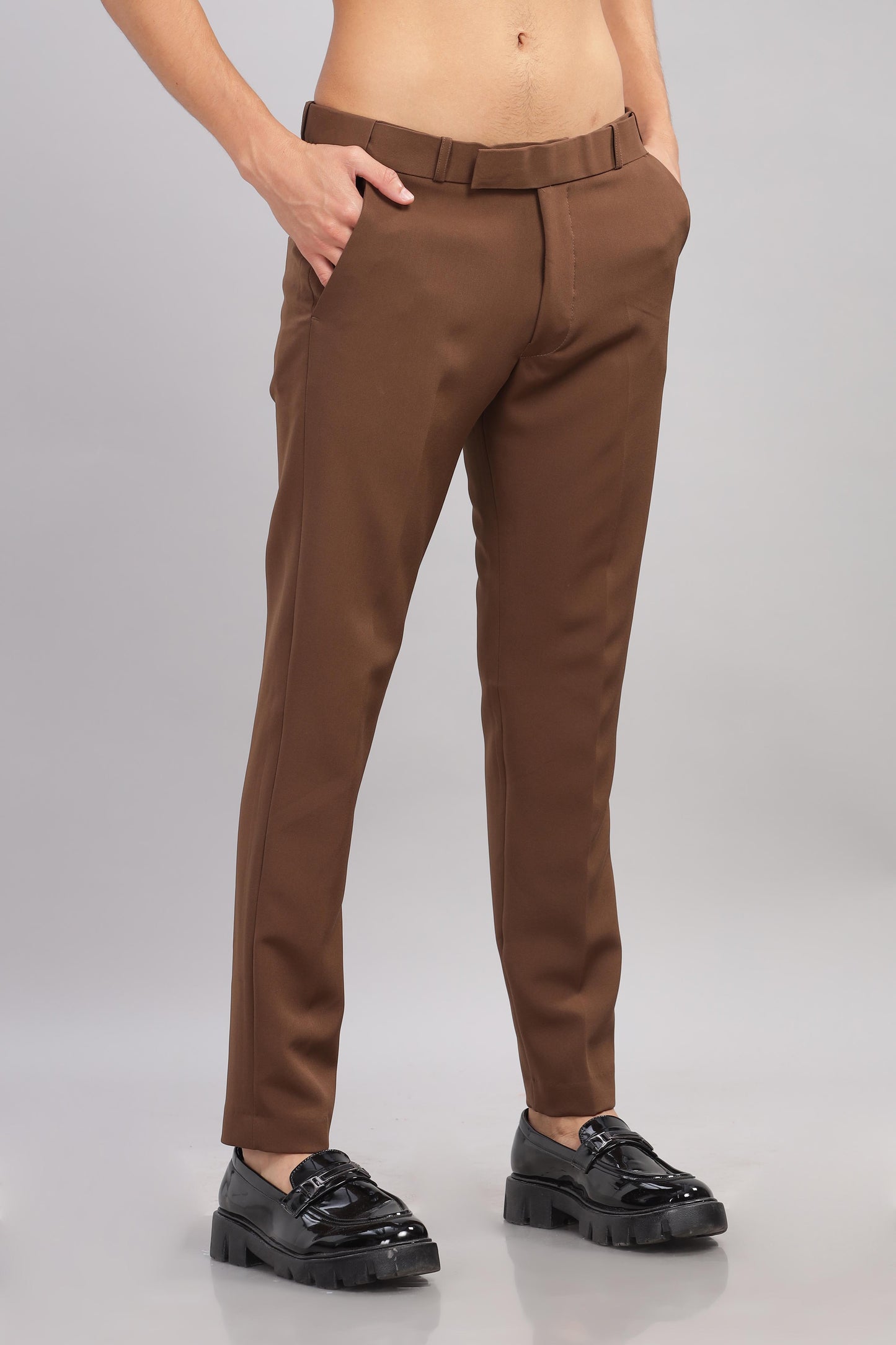 Brown Flexi Waist Trouser