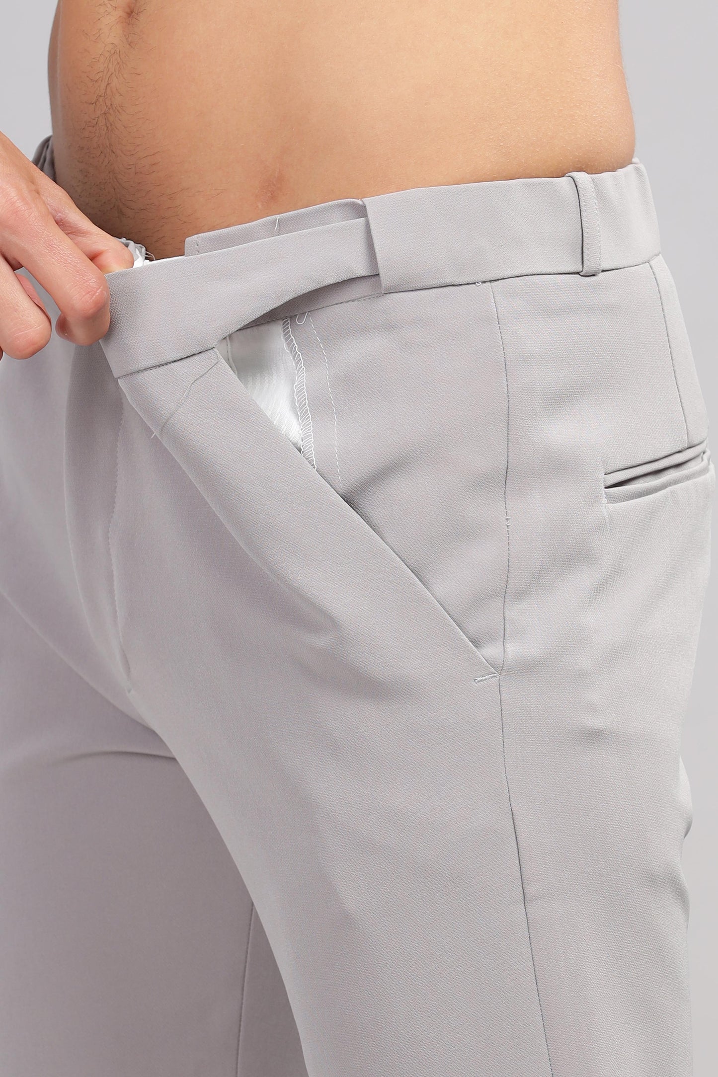 Platinium Grey Flexi Waist Trouser