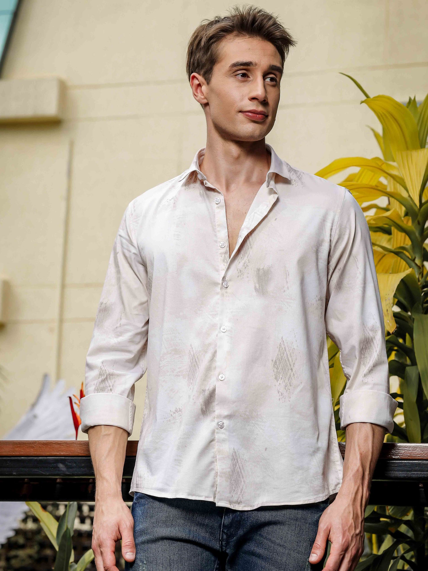 Light Print Blue Full Sleeve Shirt