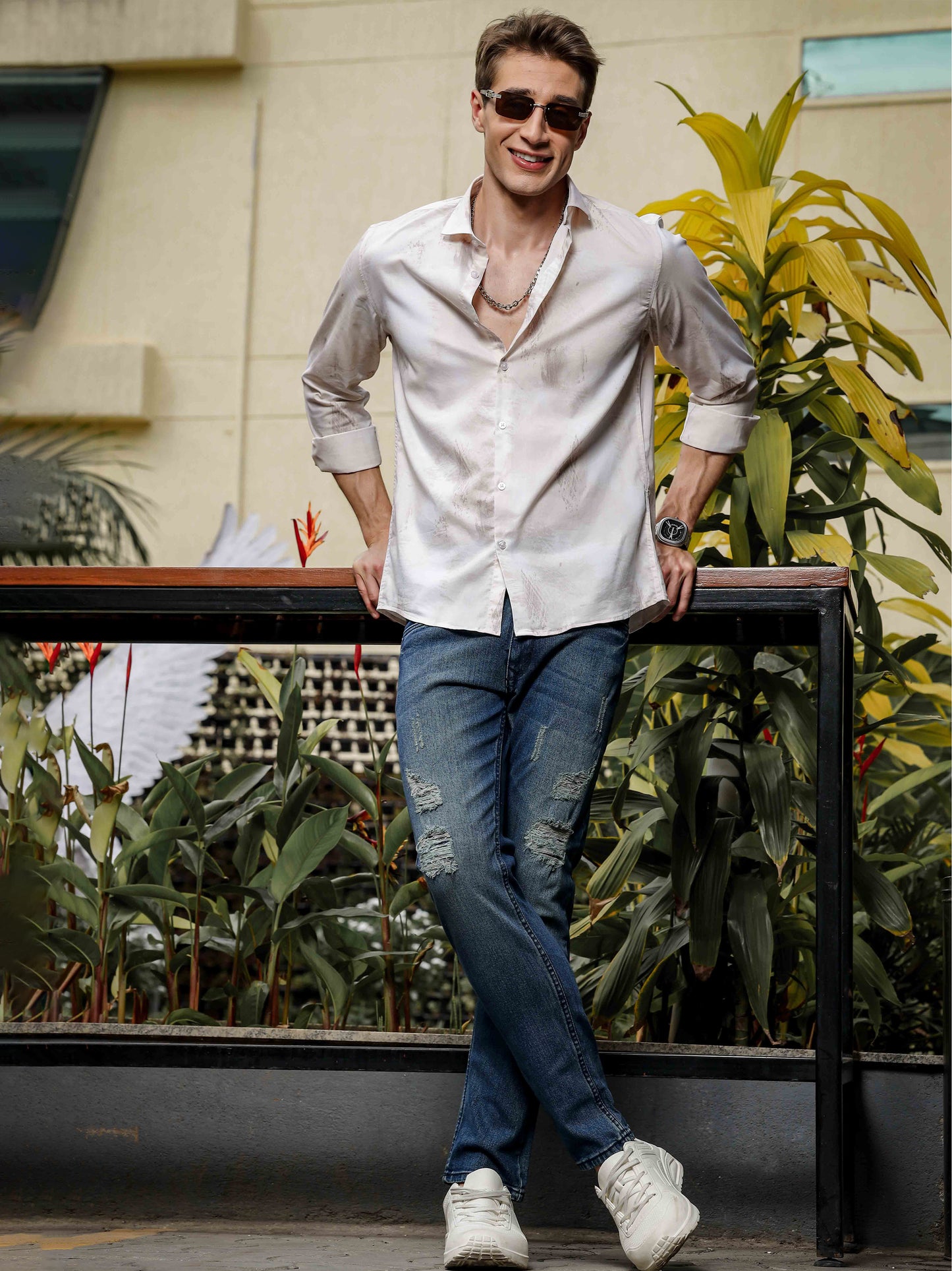 Light Print Blue Full Sleeve Shirt