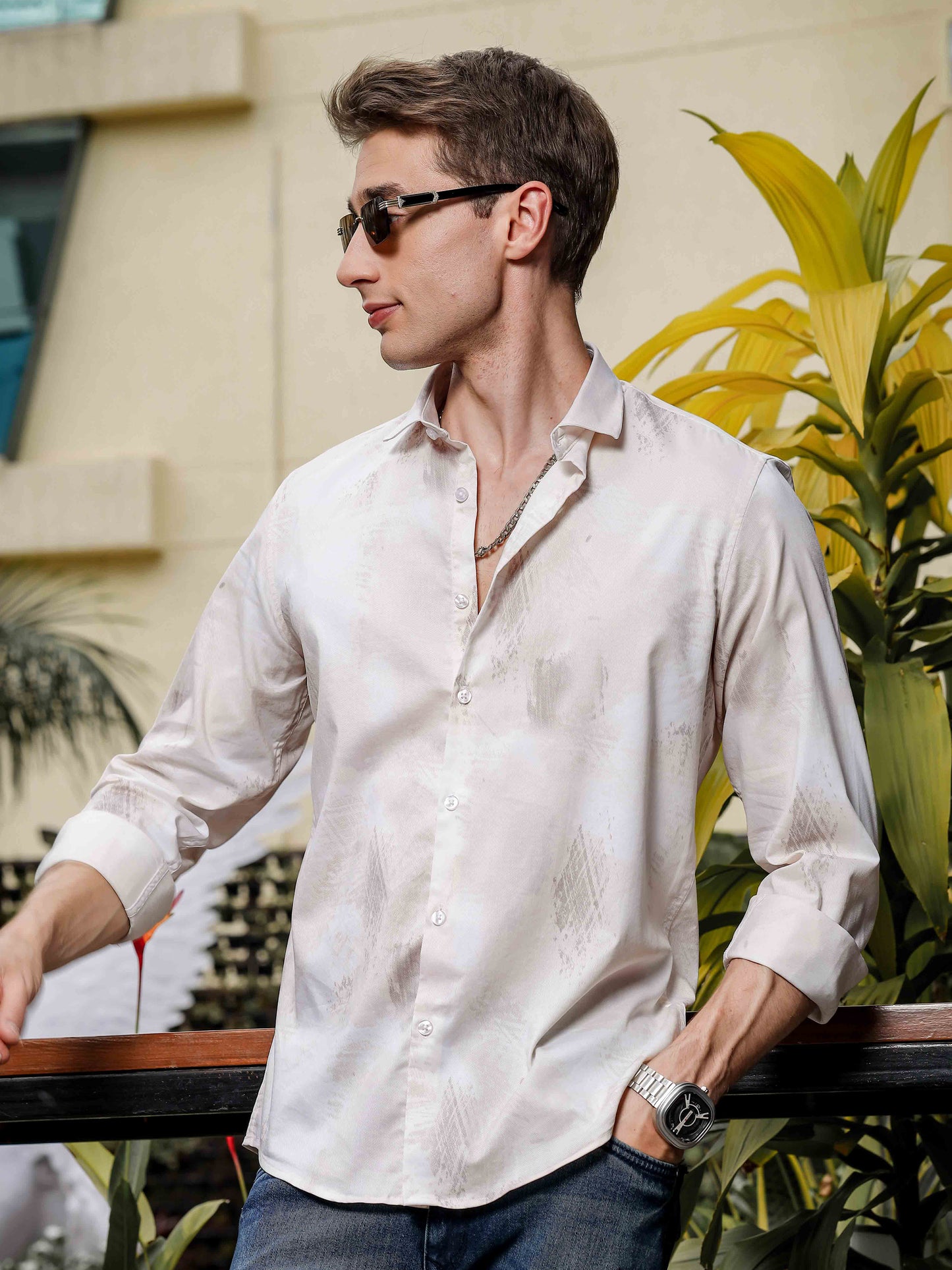 Light Print Blue Full Sleeve Shirt