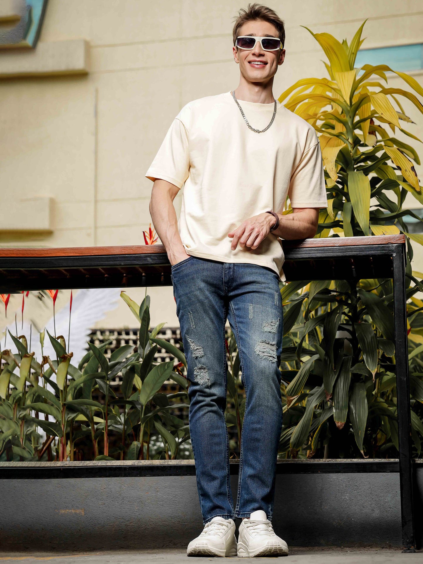 Sarwatine Lime Printed Oversized Tee