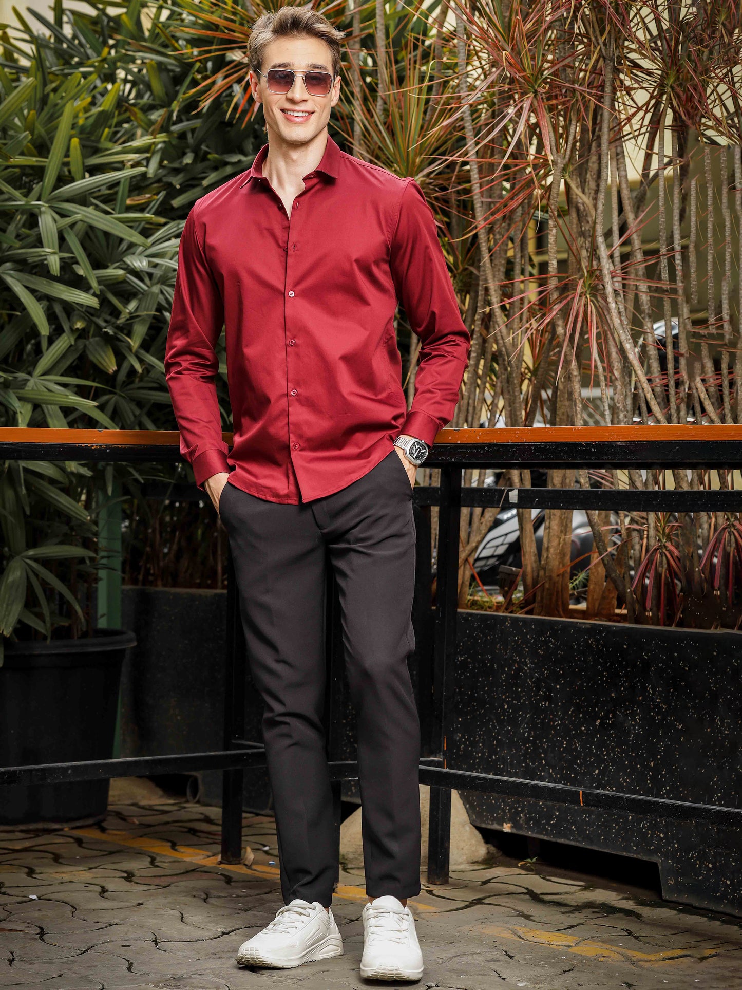 Maroon Satin Shirt