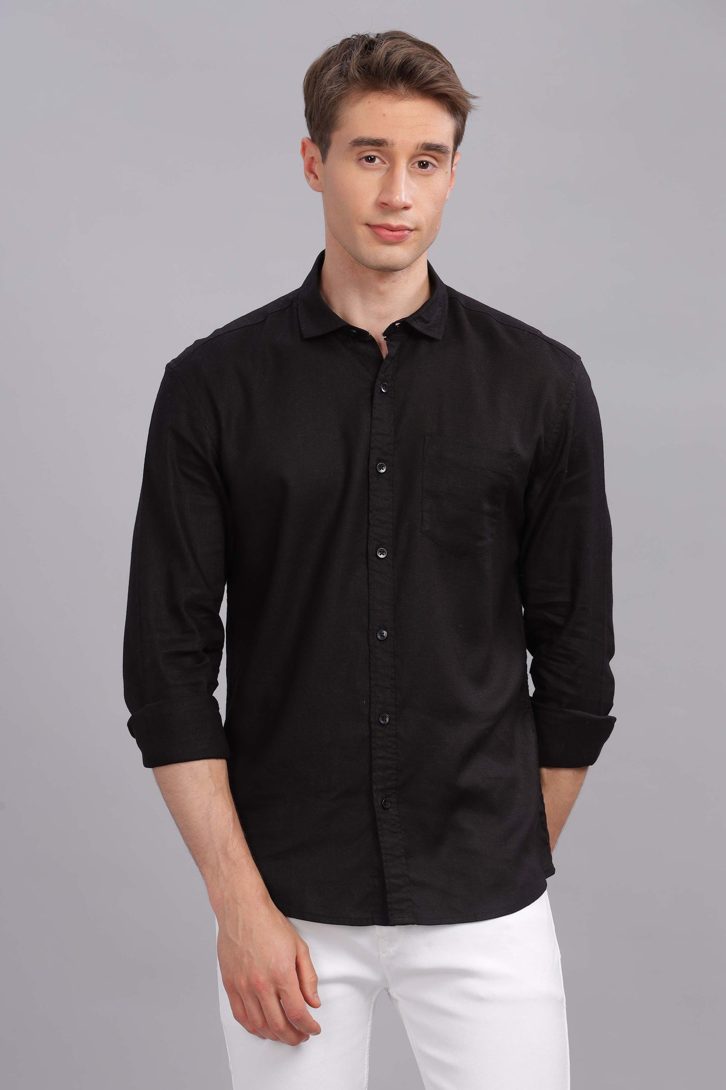 Pure Linen Black Shirt