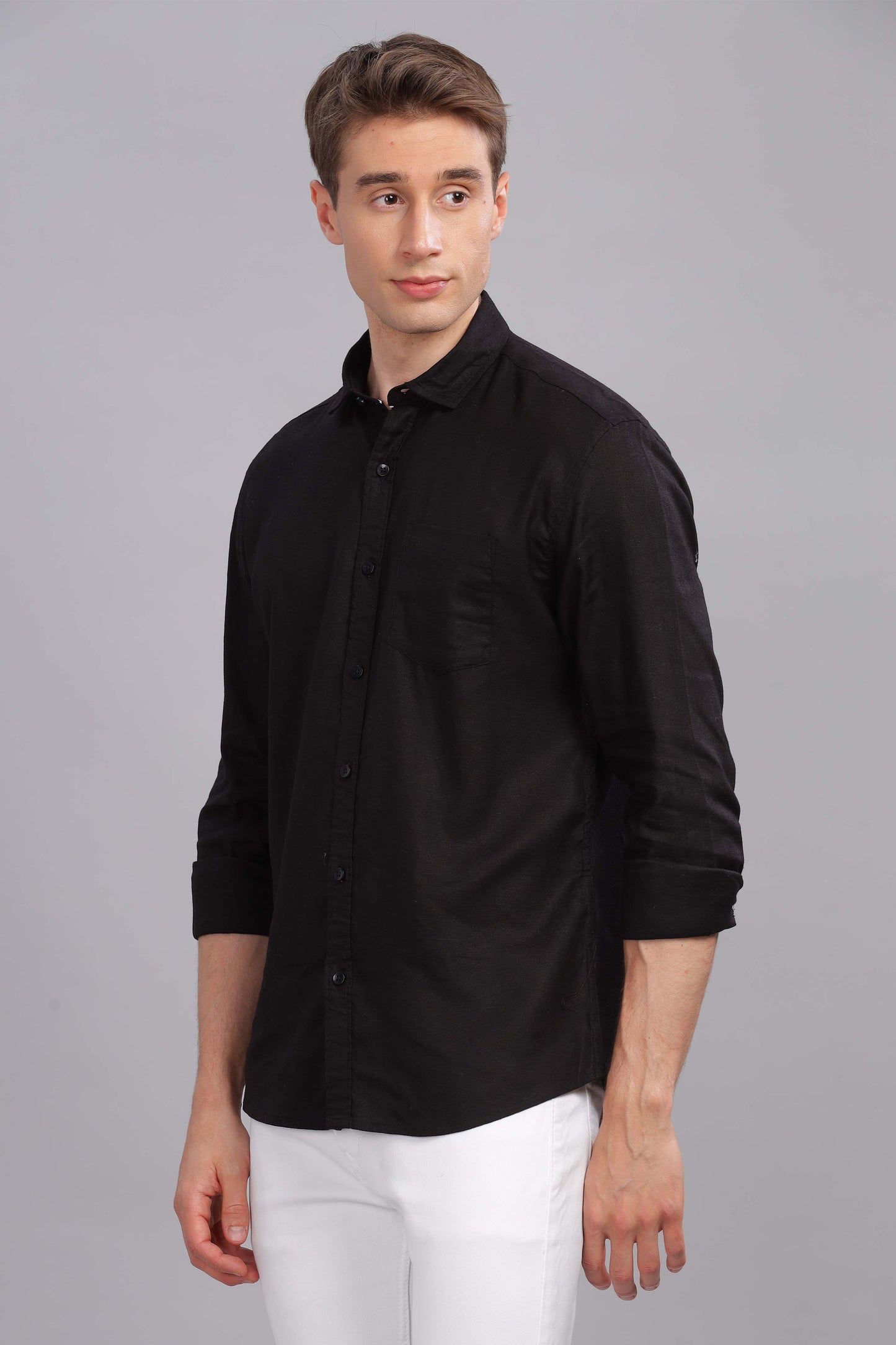 Pure Linen Black Shirt