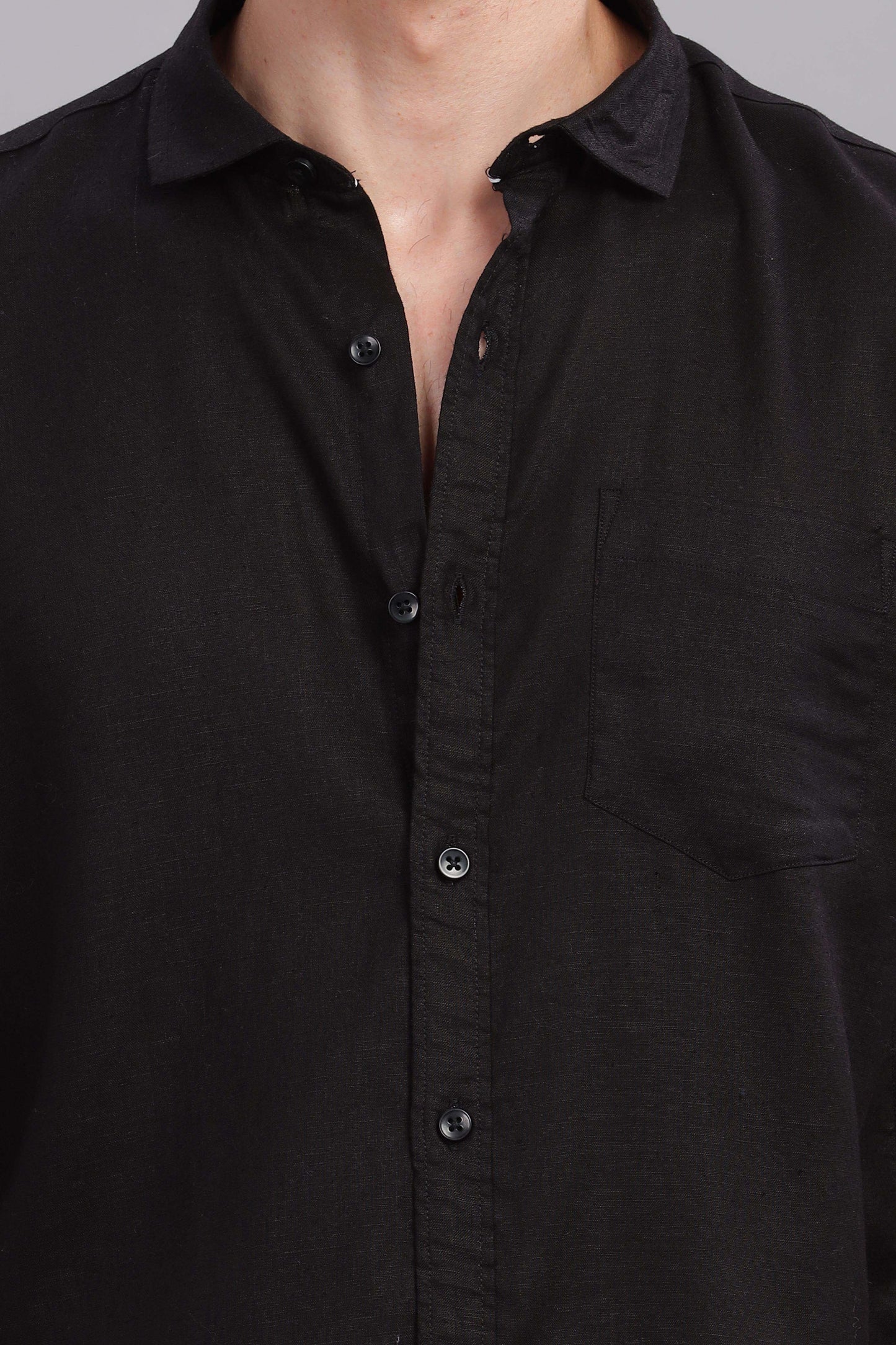Pure Linen Black Shirt