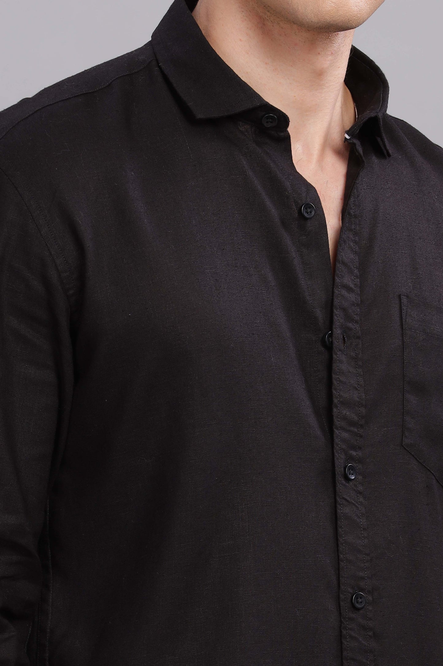 Pure Linen Black Shirt