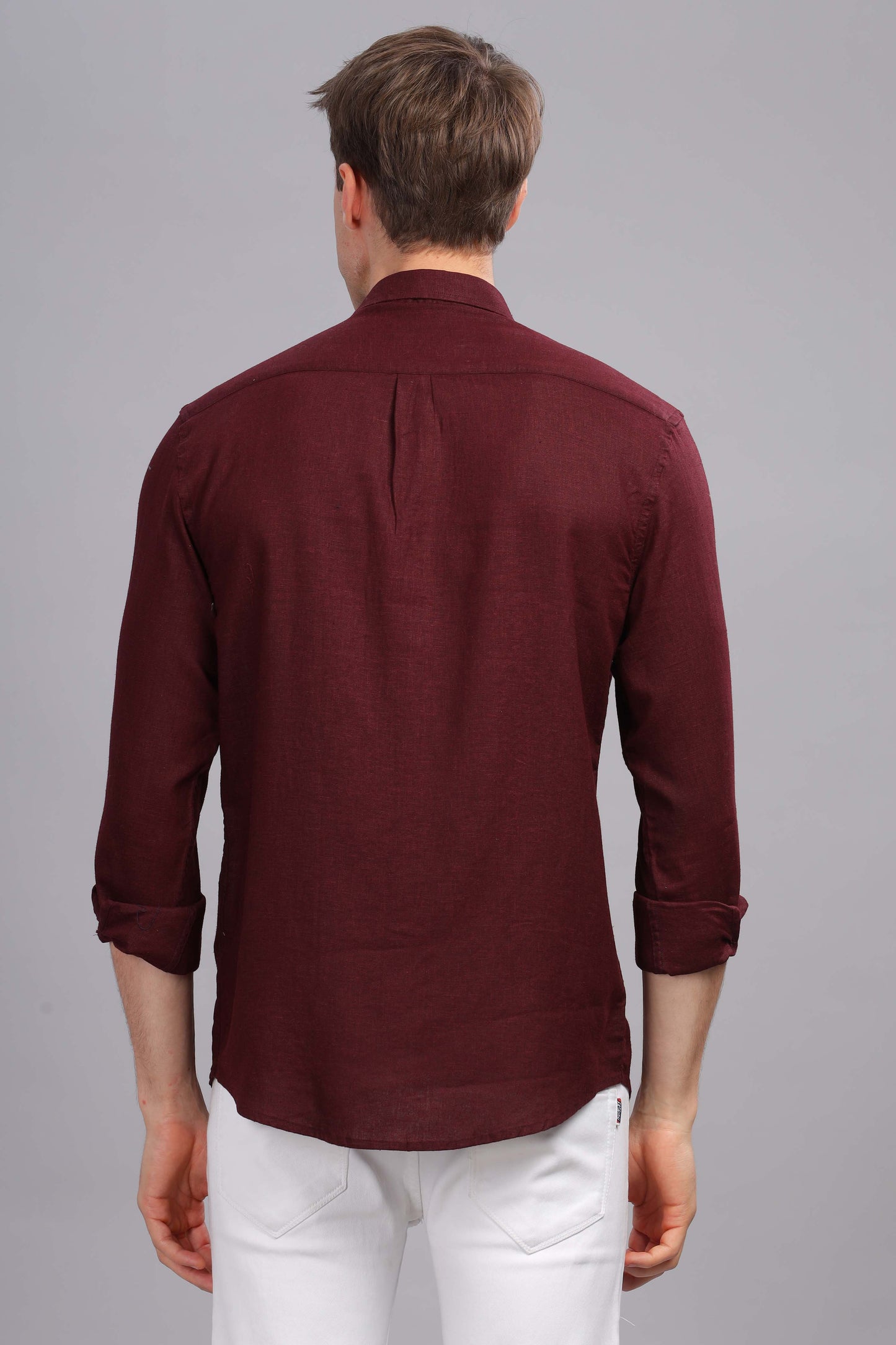 Pure Linen Maroon Shirt