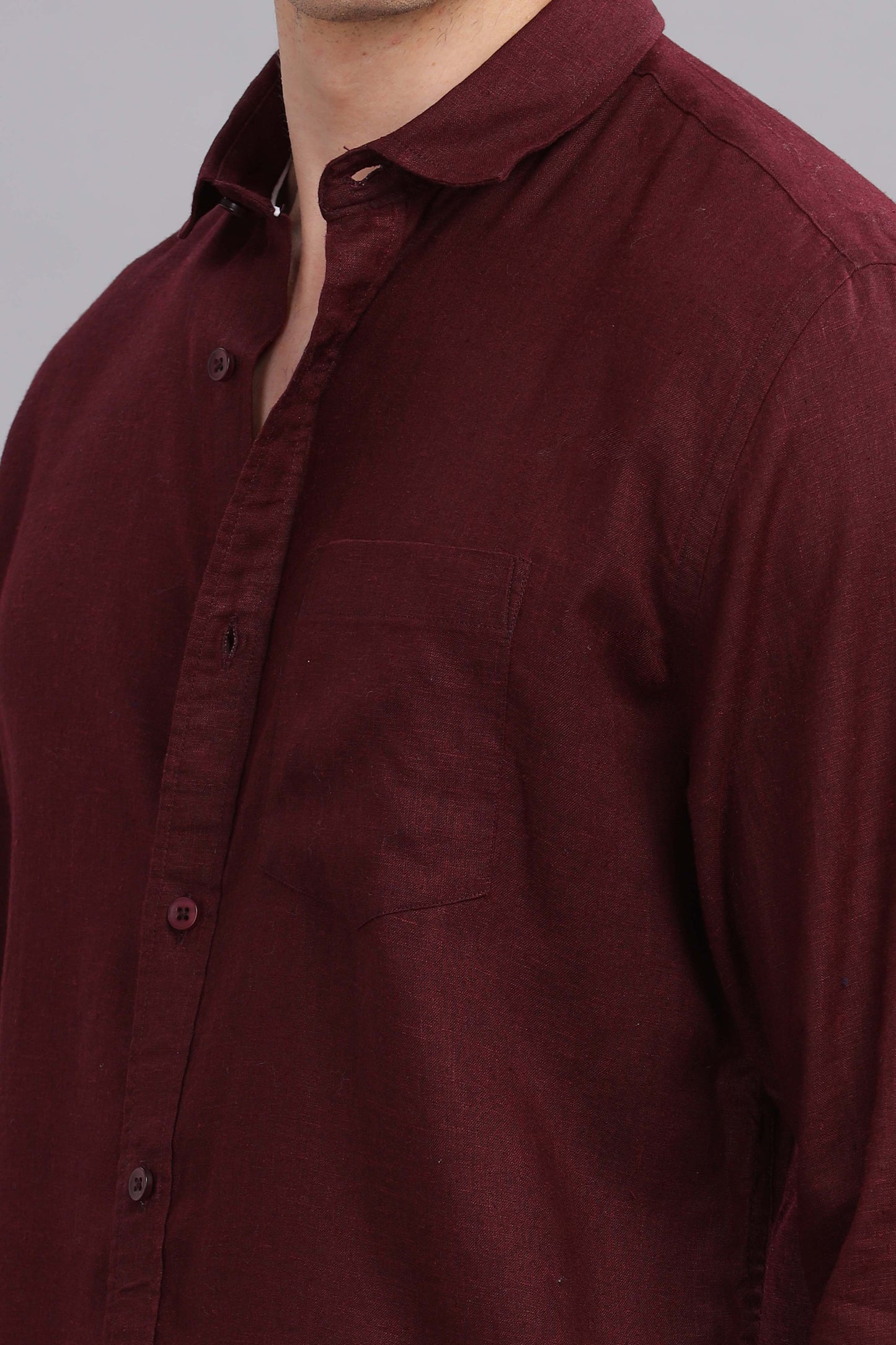 Pure Linen Maroon Shirt