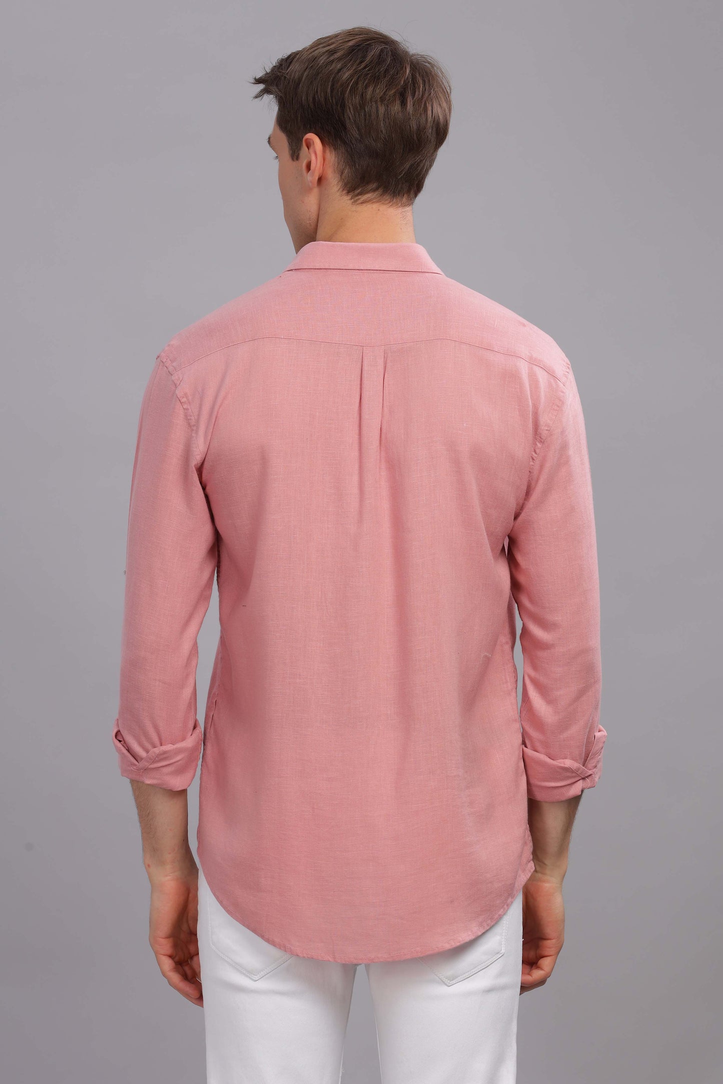 Pure Linen Peach Pink Shirt