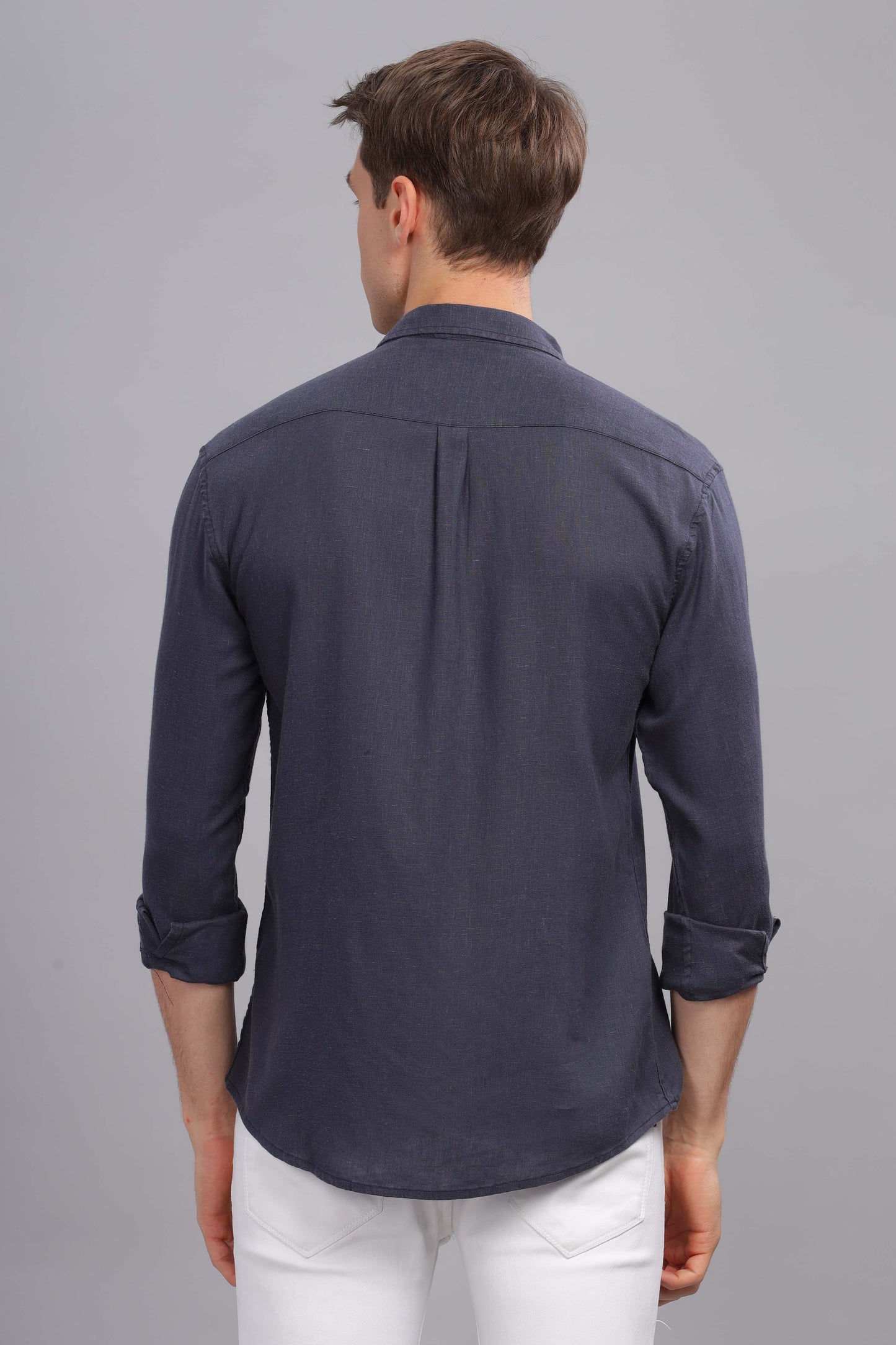 Pure Linen Greyish Blue Shirt