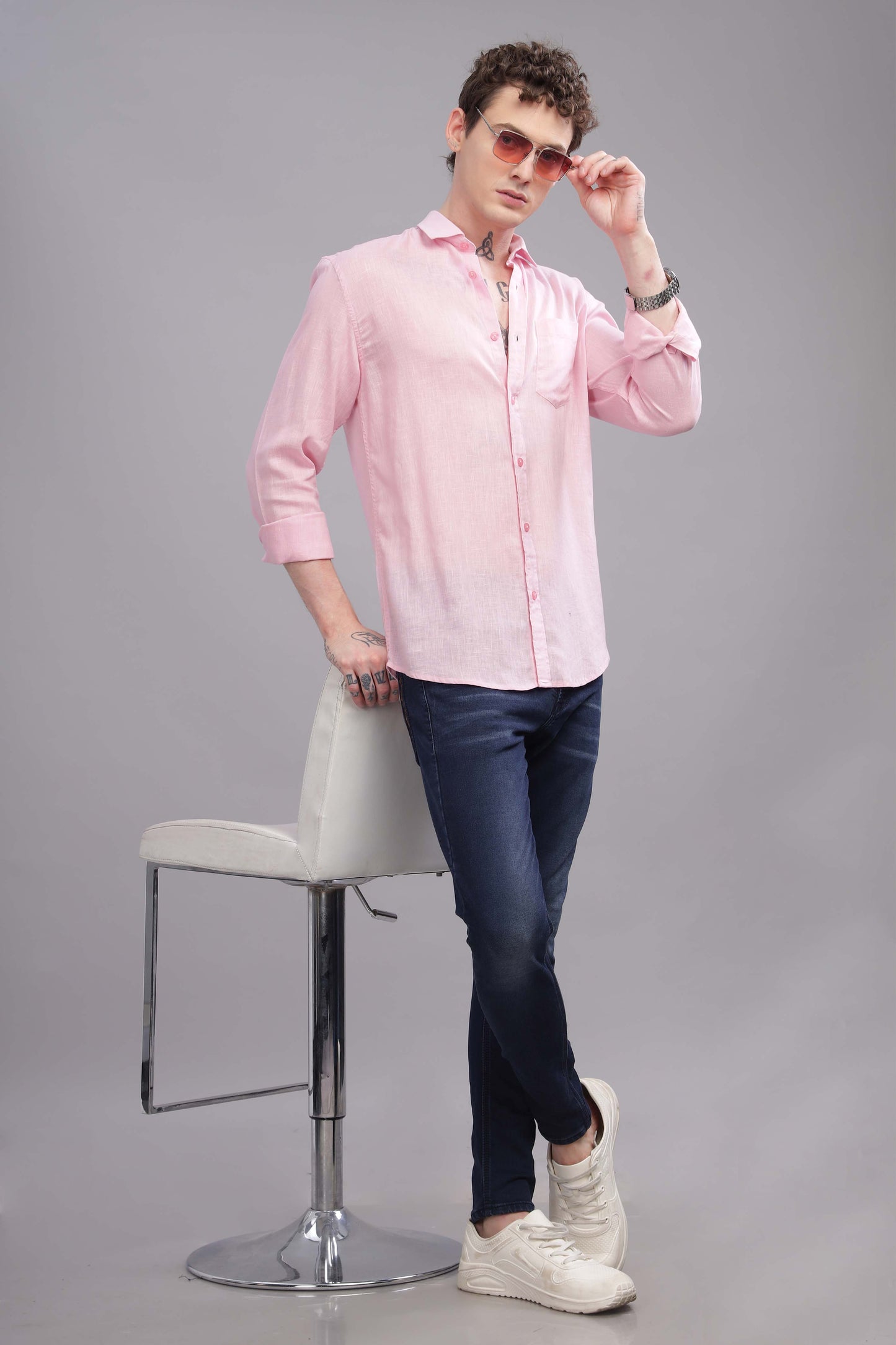 Pure Linen Pink Shirt