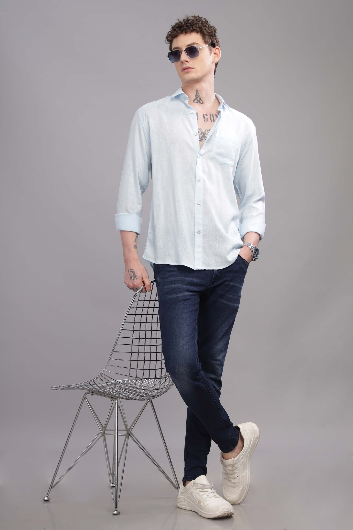 Pure Linen Light Blue Shirt