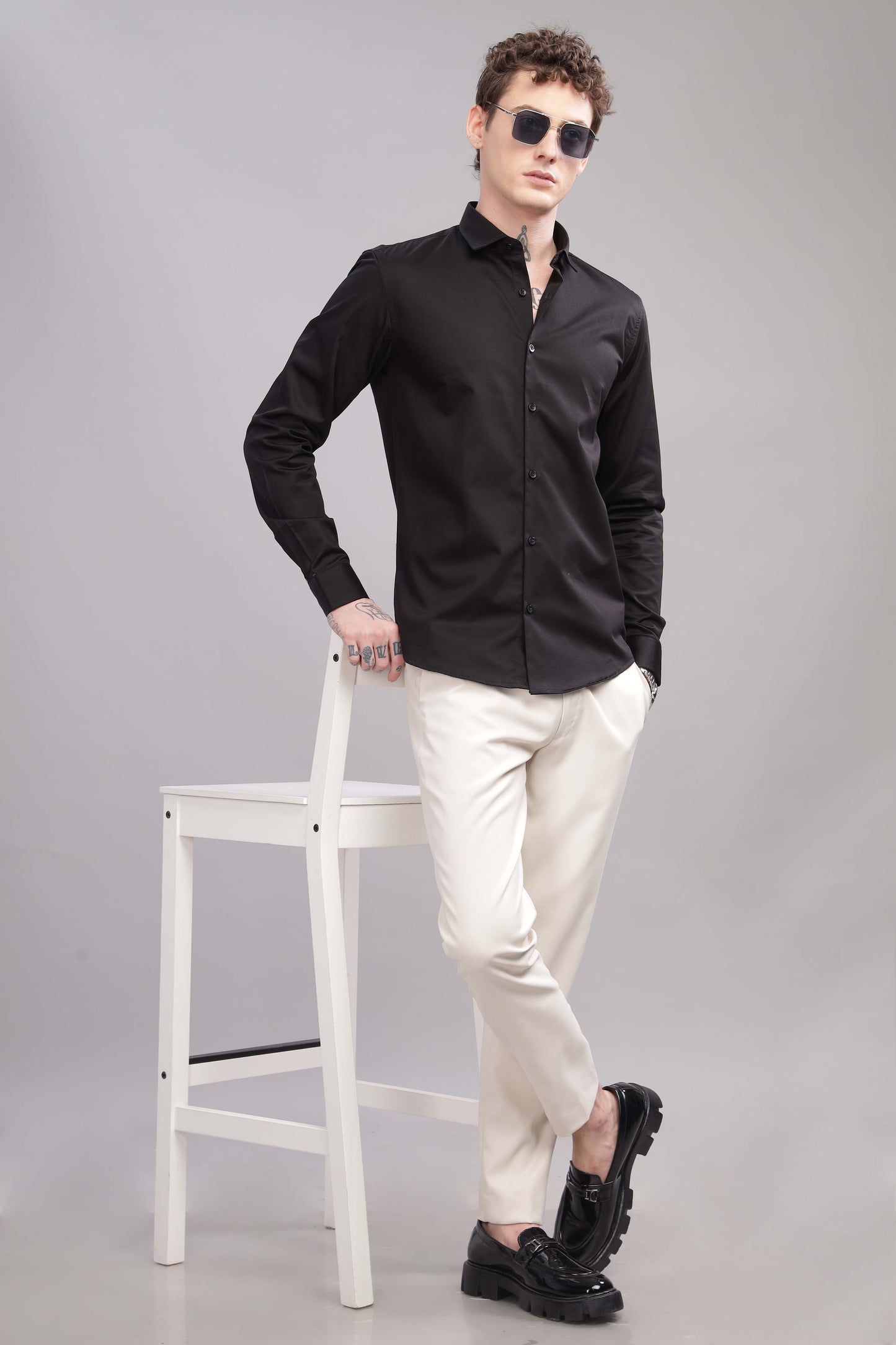 Black Satin lycra  Shirt