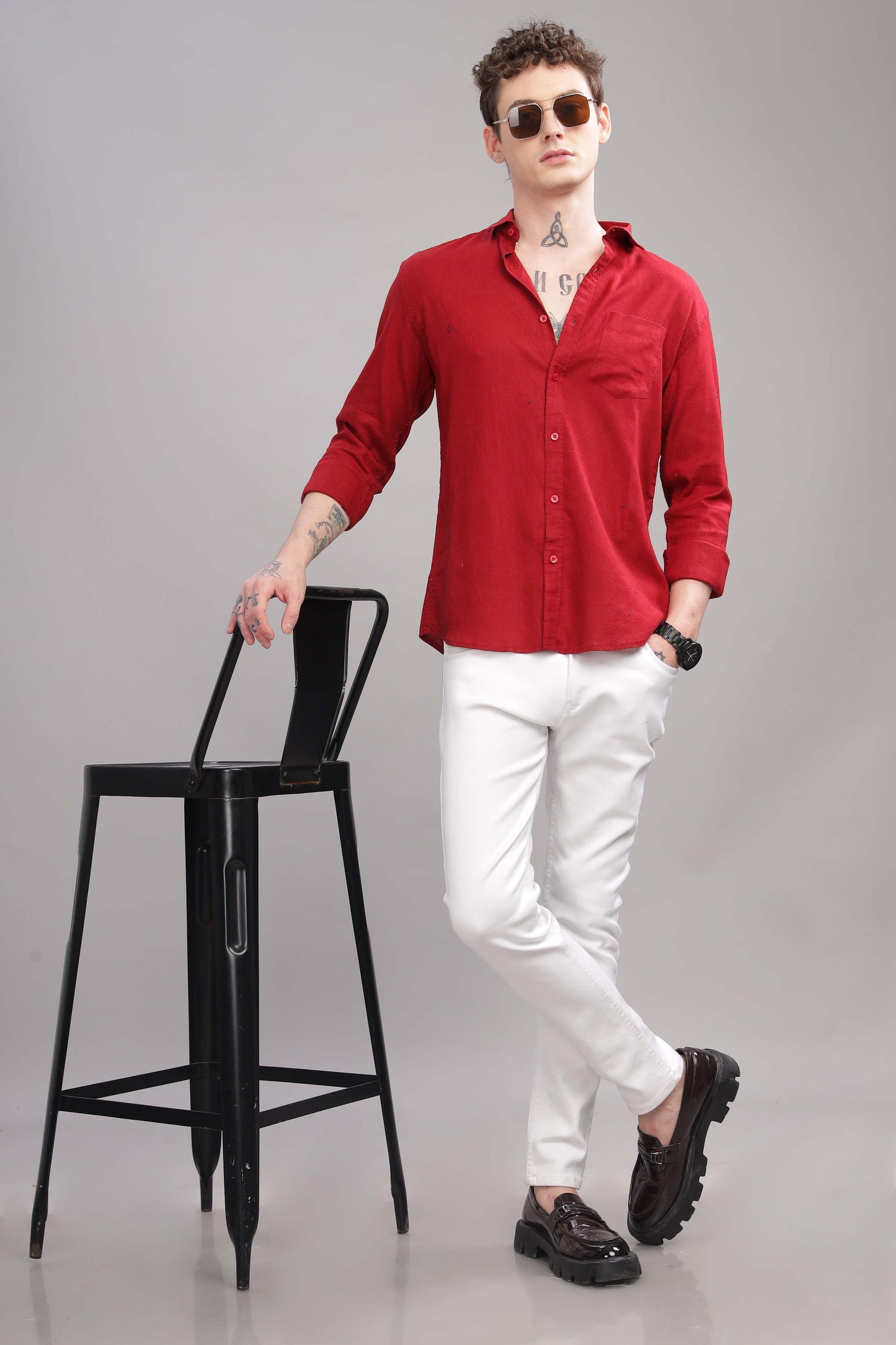 Pure Linen Red Shirt