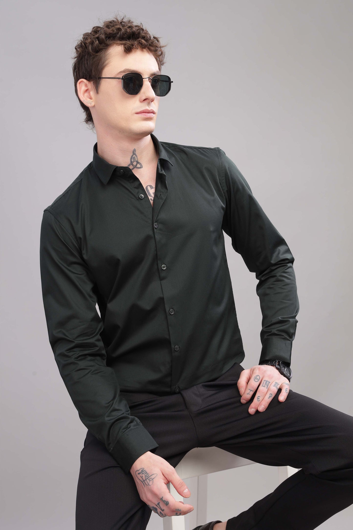Olive Satin Shirt