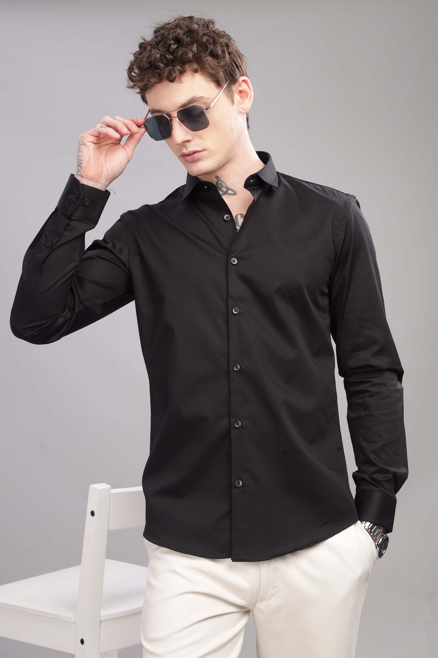Black Satin lycra  Shirt