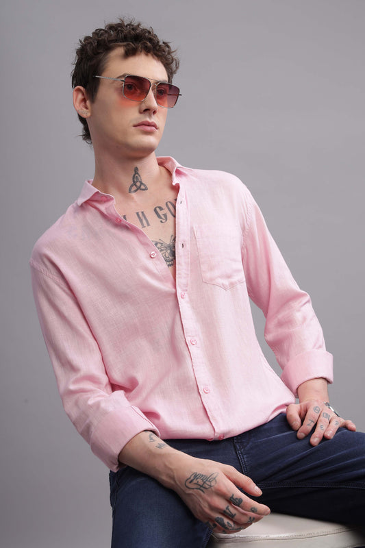 Pure Linen Pink Shirt
