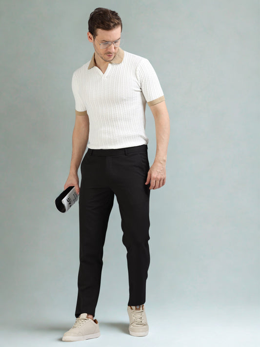 Contrast Color Polo T-Shirt - White