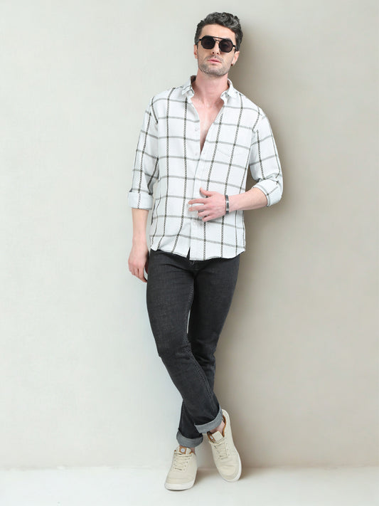 White and Green Checks Shirt