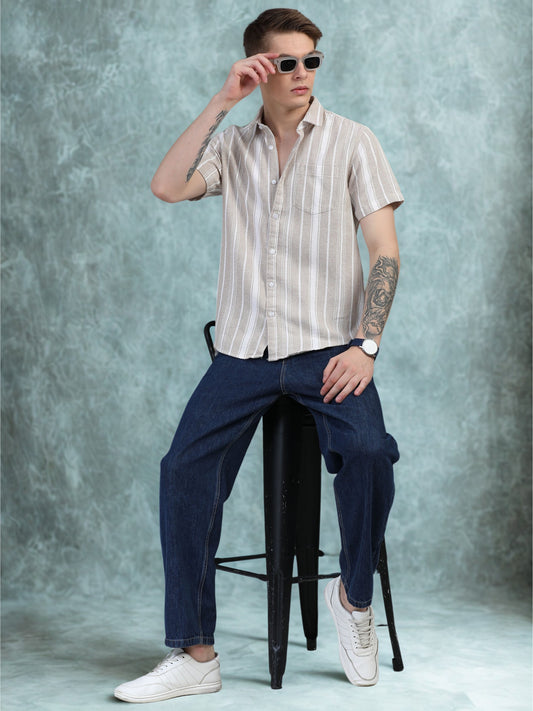 Beige with white Stripe Shirts