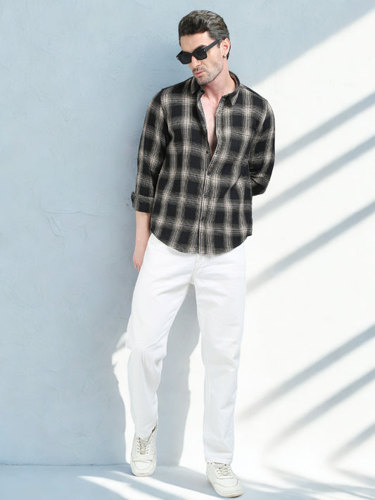 Black and Beige Checks Shirt