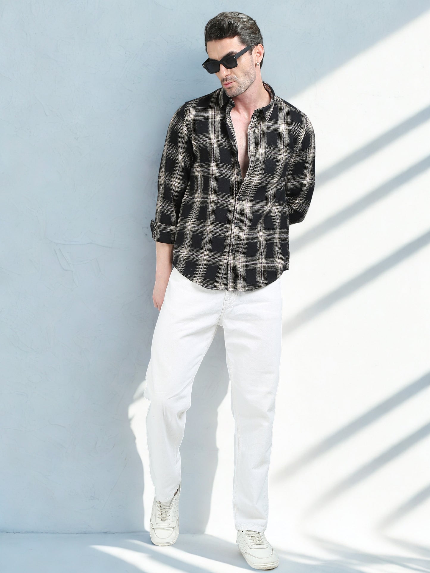 Black and Beige Checks Shirt