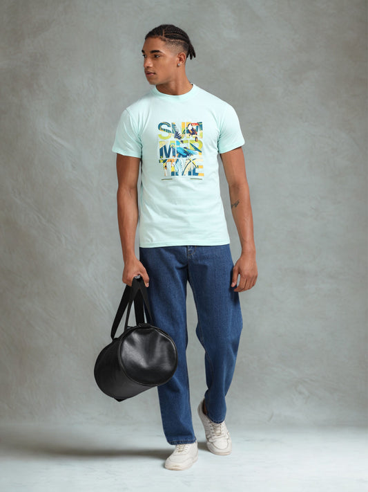 Blue Summer Time Printed Tee