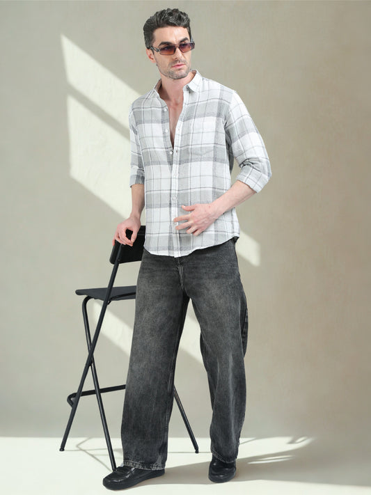 White with Grey Checks Shirt