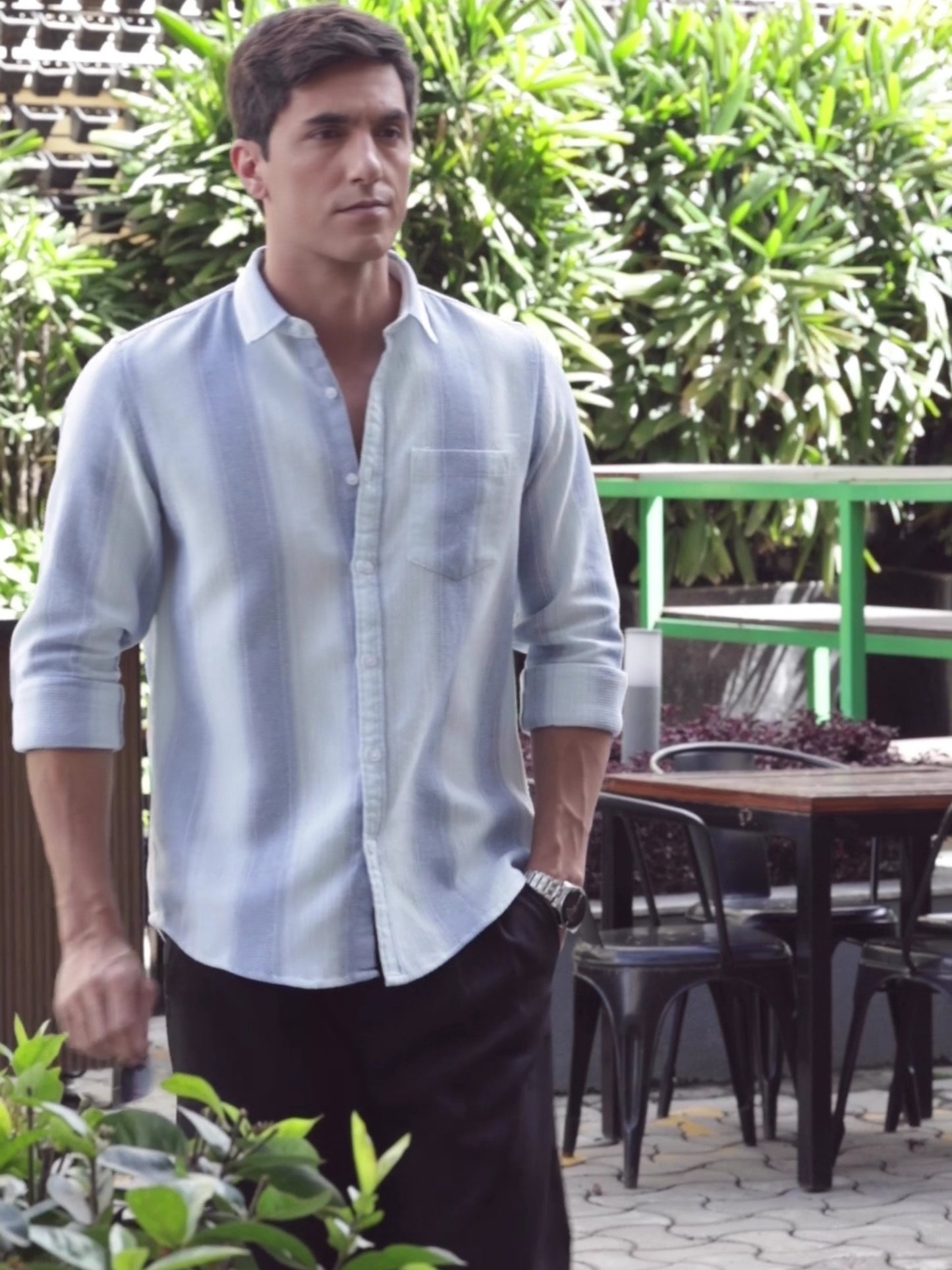 Purple Striped Cotton shirt