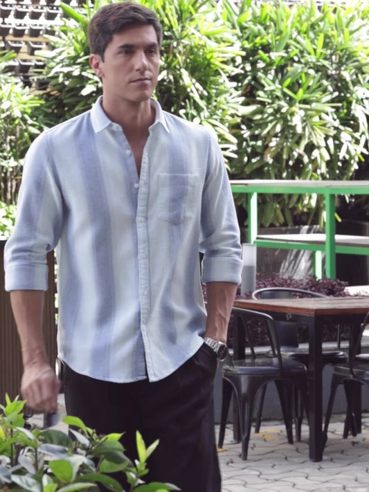Purple Striped Cotton shirt