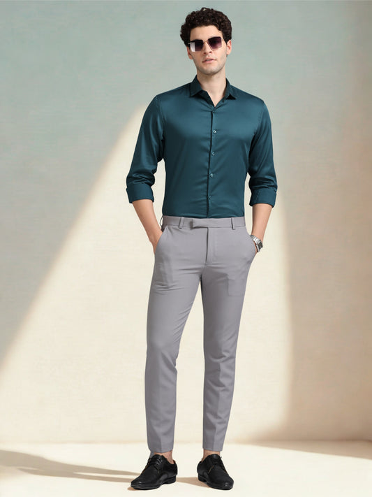 Blue 60's Satin lycra Shirt