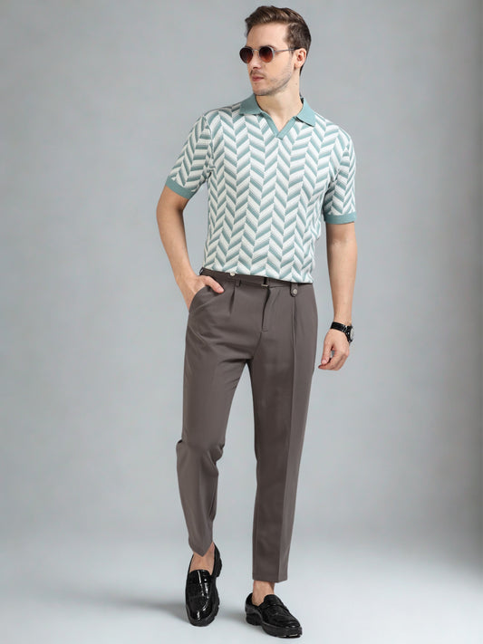 Sky Blue Wave Design Polo T-Shirt
