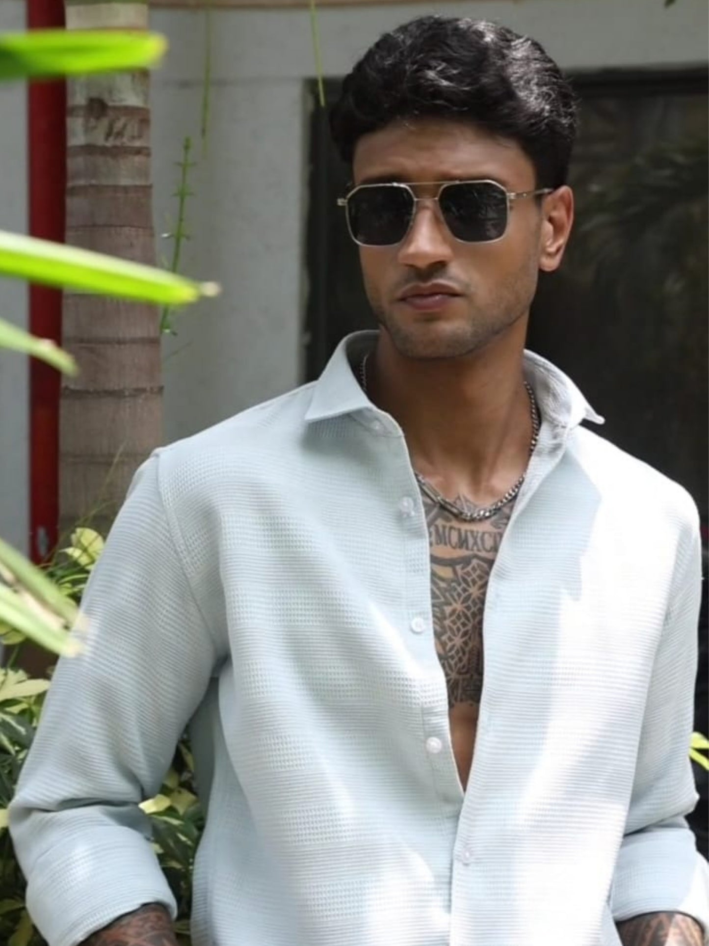 Light Green Imported Textured Shirts