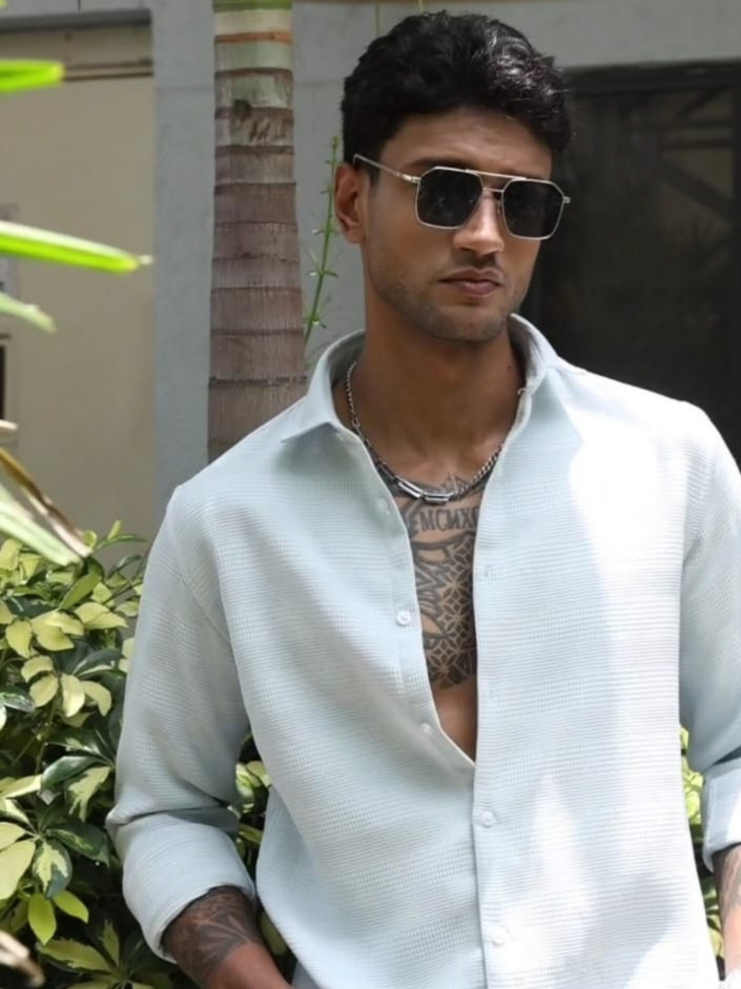 Light Green Imported Textured Shirts