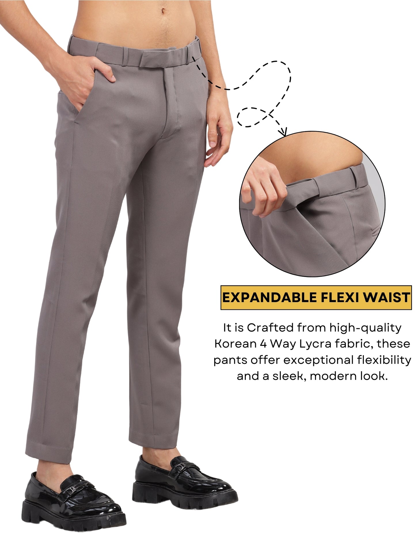 Dusty Grey Flexi Waist Trouser