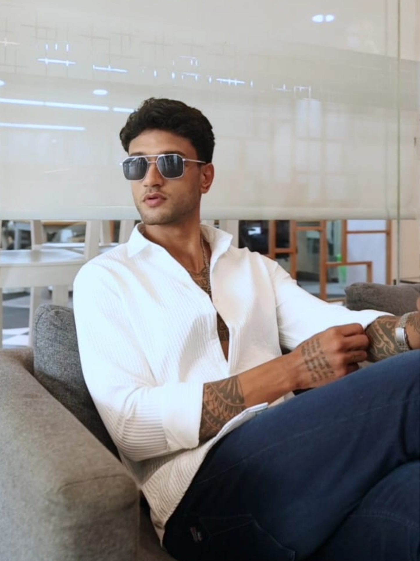 White Imported Textured Shirts