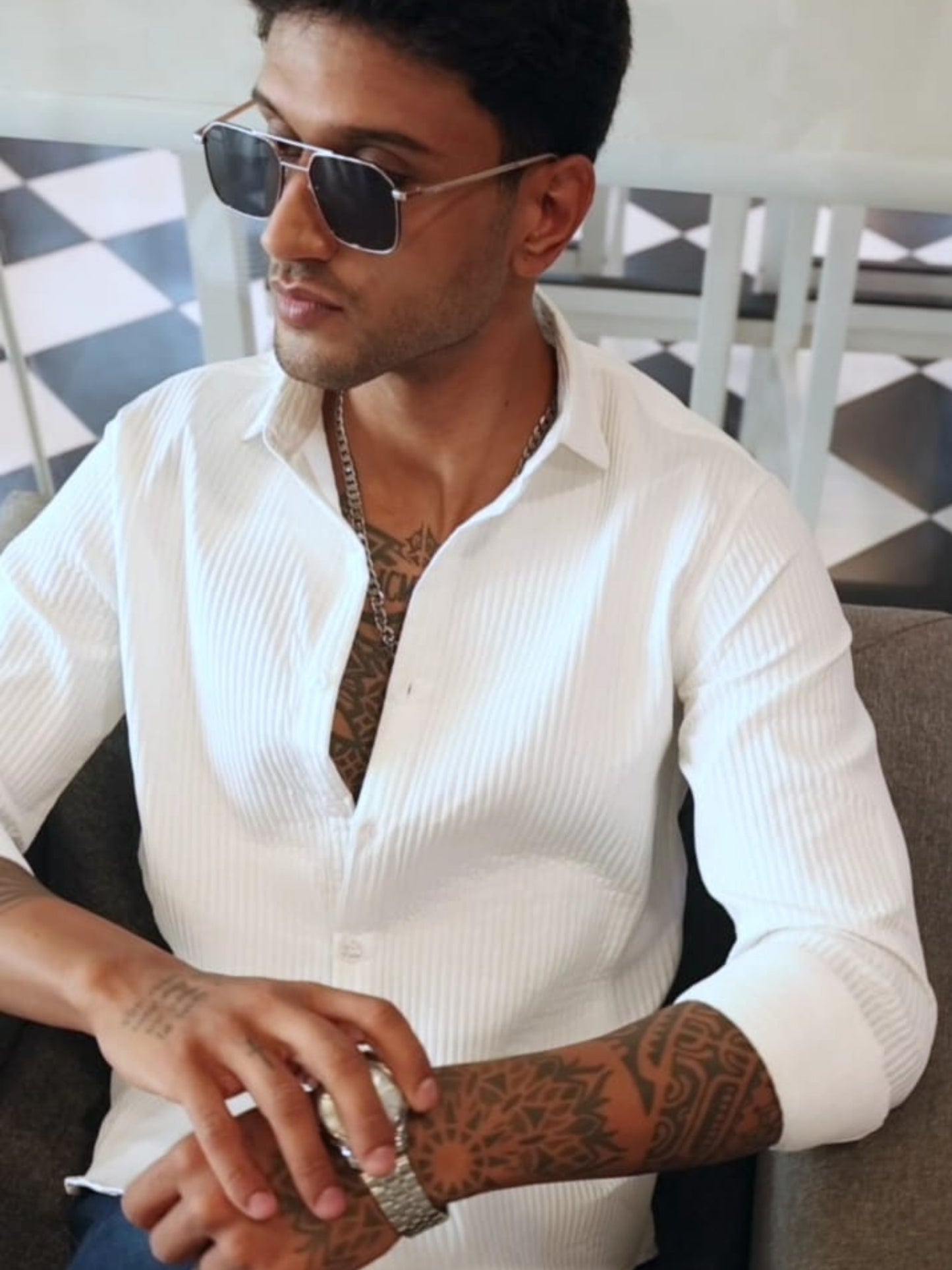 White Imported Textured Shirts