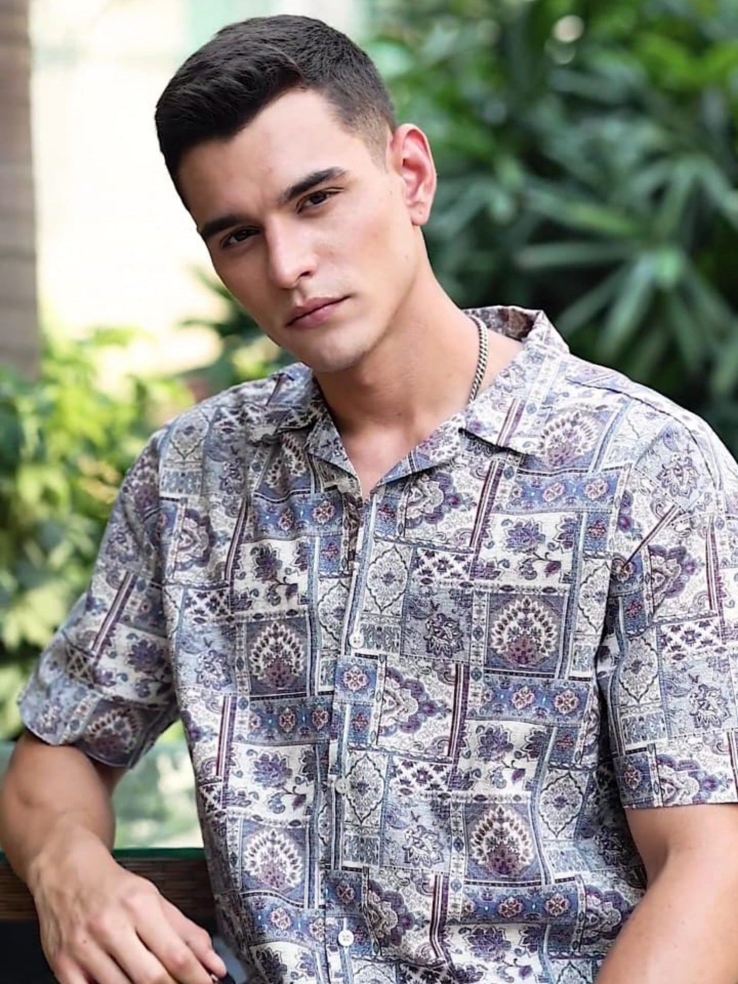 Blue Geometric Printed Expression Shirt