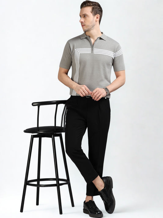 Grey Lines Design Polo T-Shirt