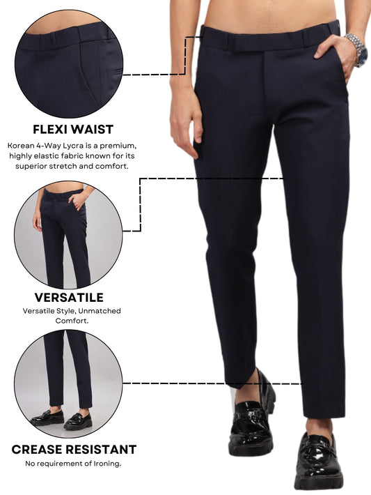 Navy Flexi Waist Trouser